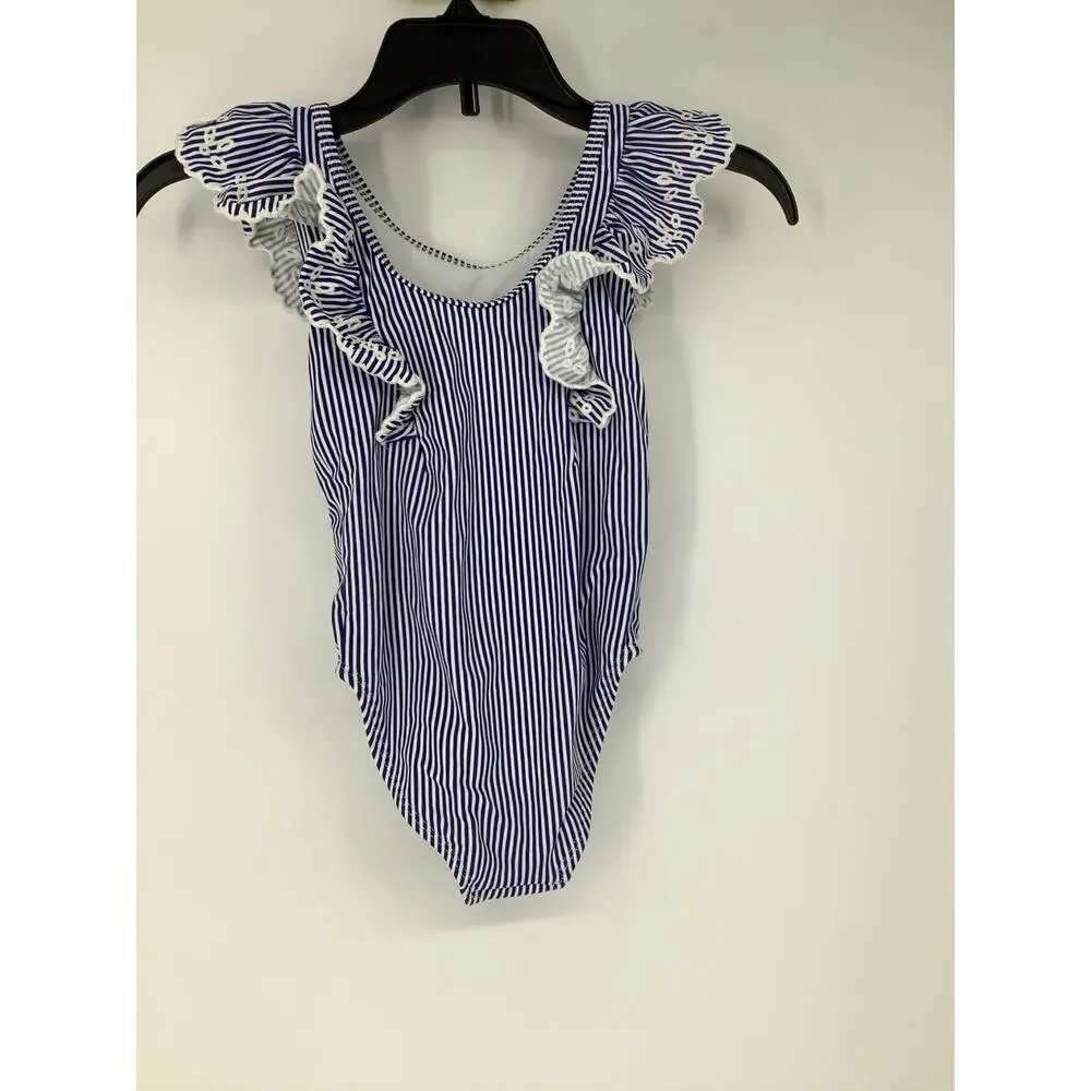 Gymboree Toddler Girl's 3T Blue & White Striped Eyelet One Piece Swimsuit OS35-5